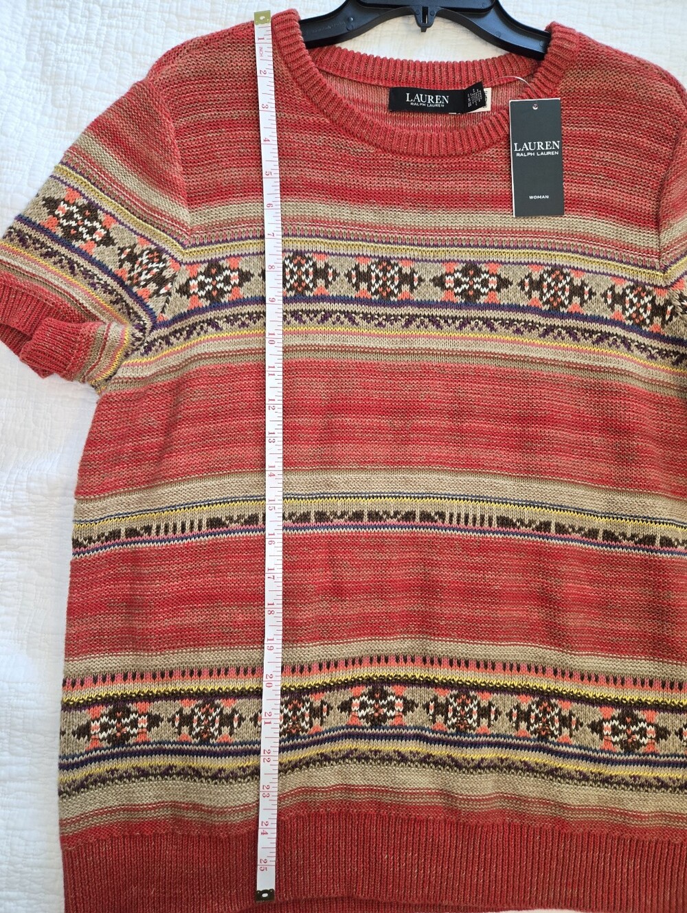 Lauren Ralph Lauren Geo-striped Short Sleeve Sweater, 1X - Picture 6 of 8